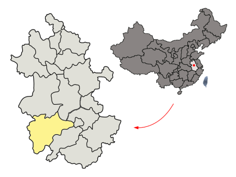 Location of Anqing Prefecture within Anhui China